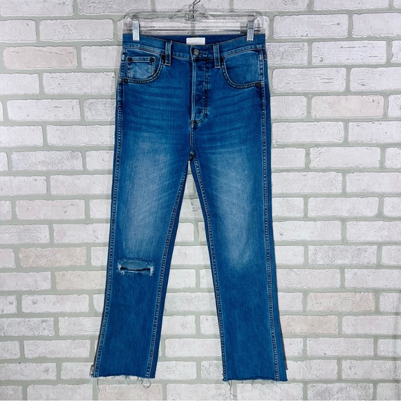 Boyish Dempsey Ripped Straight Leg Jeans in Claire’s Knee Wash Size 26 - Picture 5 of 14
